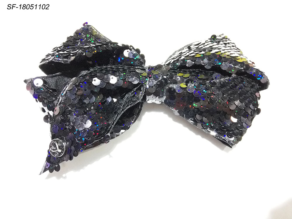 balck sequin  big bow hair clip